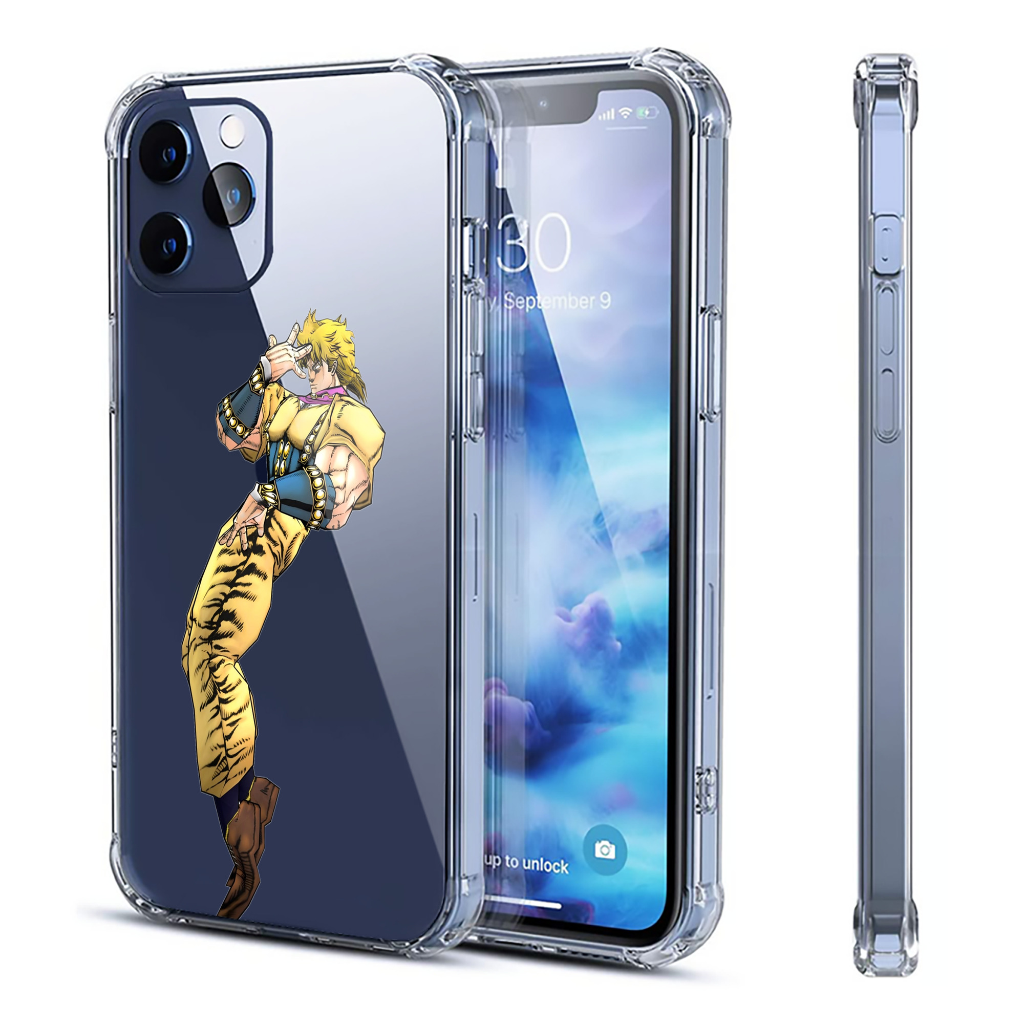 （画像用） ジョジョの奇妙な冒険 ディオ?ブランドー JoJo's Bizarre Adventure Dio Brando 【iPhone 12シリーズ対応】透明スマホケース（クリアソフトケース）